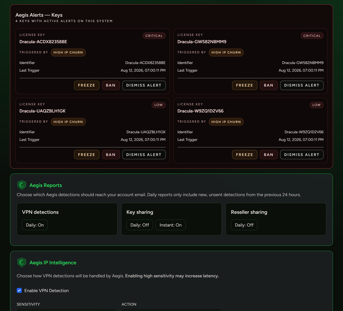 Aegis detection surfacing a key with suspicious sharing patterns