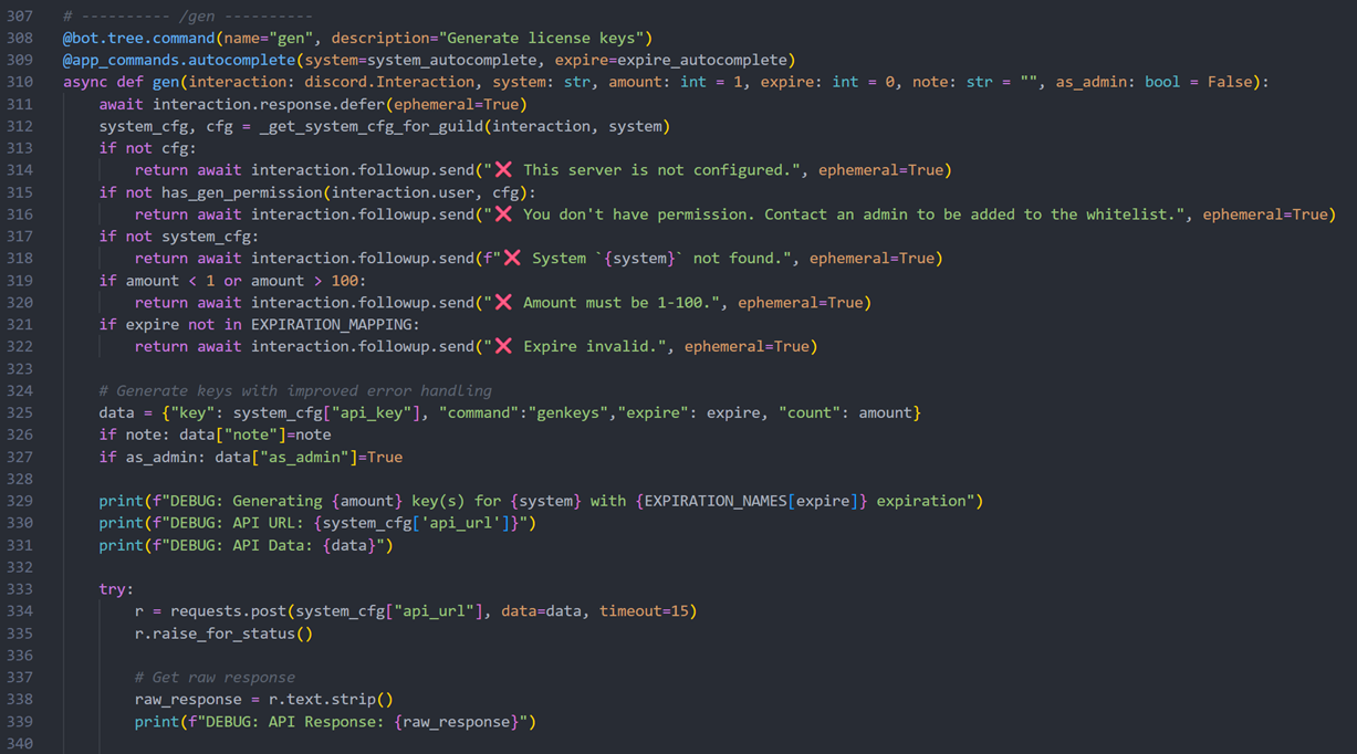 A Discord bot issuing and looking up licenses through the System Locker Management API
